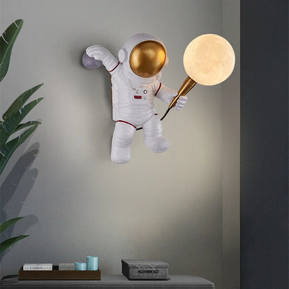 Nordycka lampa LED astronauta księżyc, dekoracja do pokoju dziecięcego