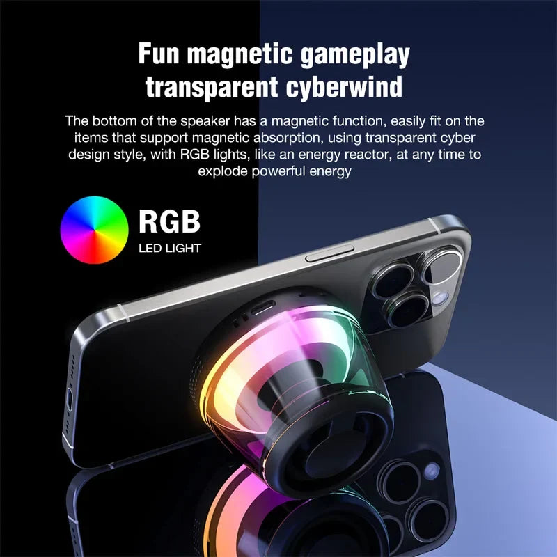 Magnetyczny głośnik Bluetooth RGB, przenośny z uchwytem na telefon